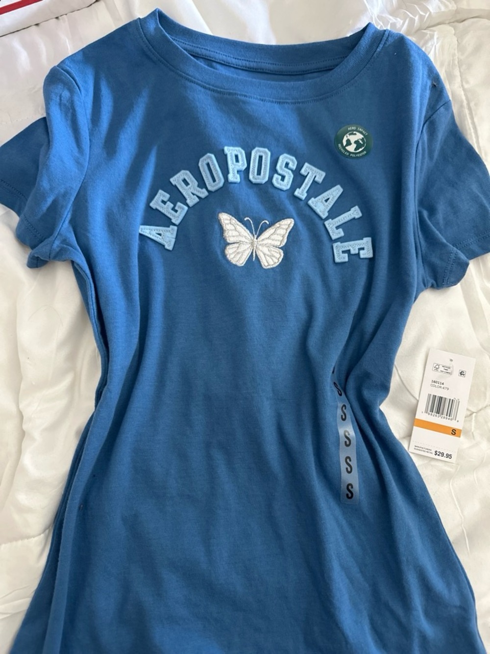 Aéropostale Blue Butterfly Logo Tee size small